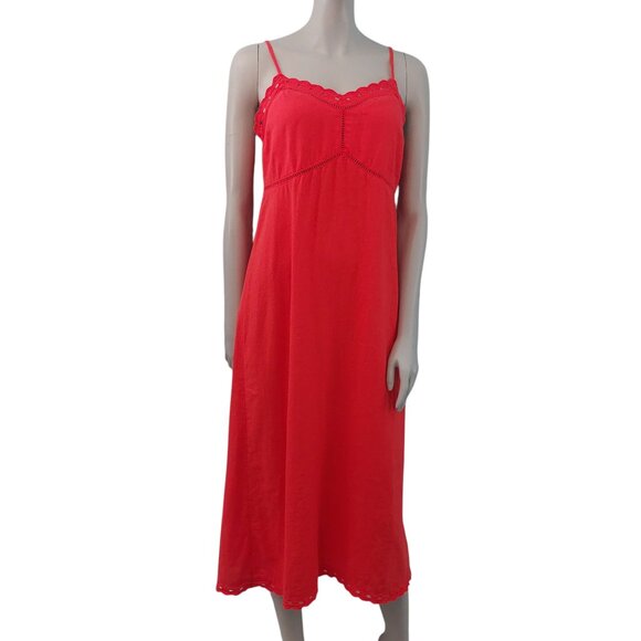 OLD NAVY Orange Dress Small Cami Top Midi Length Crochet Trim A Line Fall Season - Picture 7 of 15